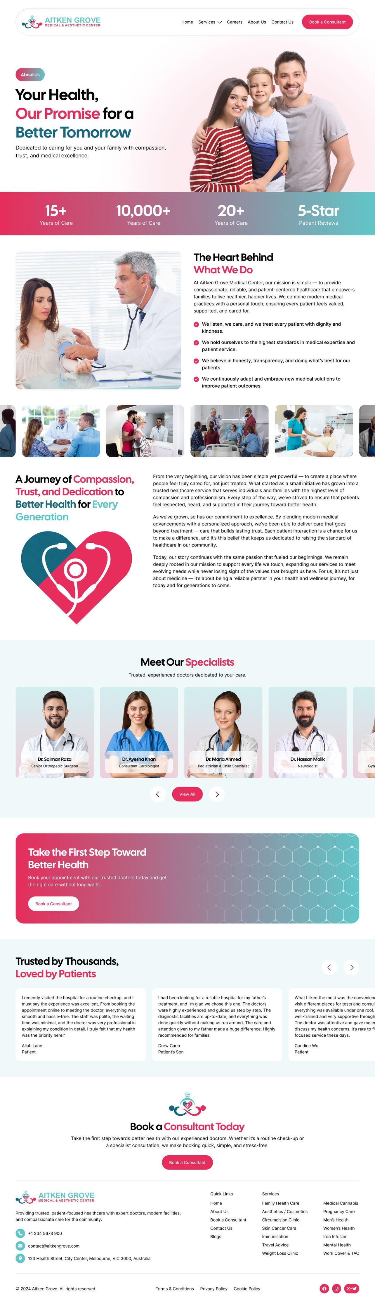 Aitken Grove Medical Center about page design