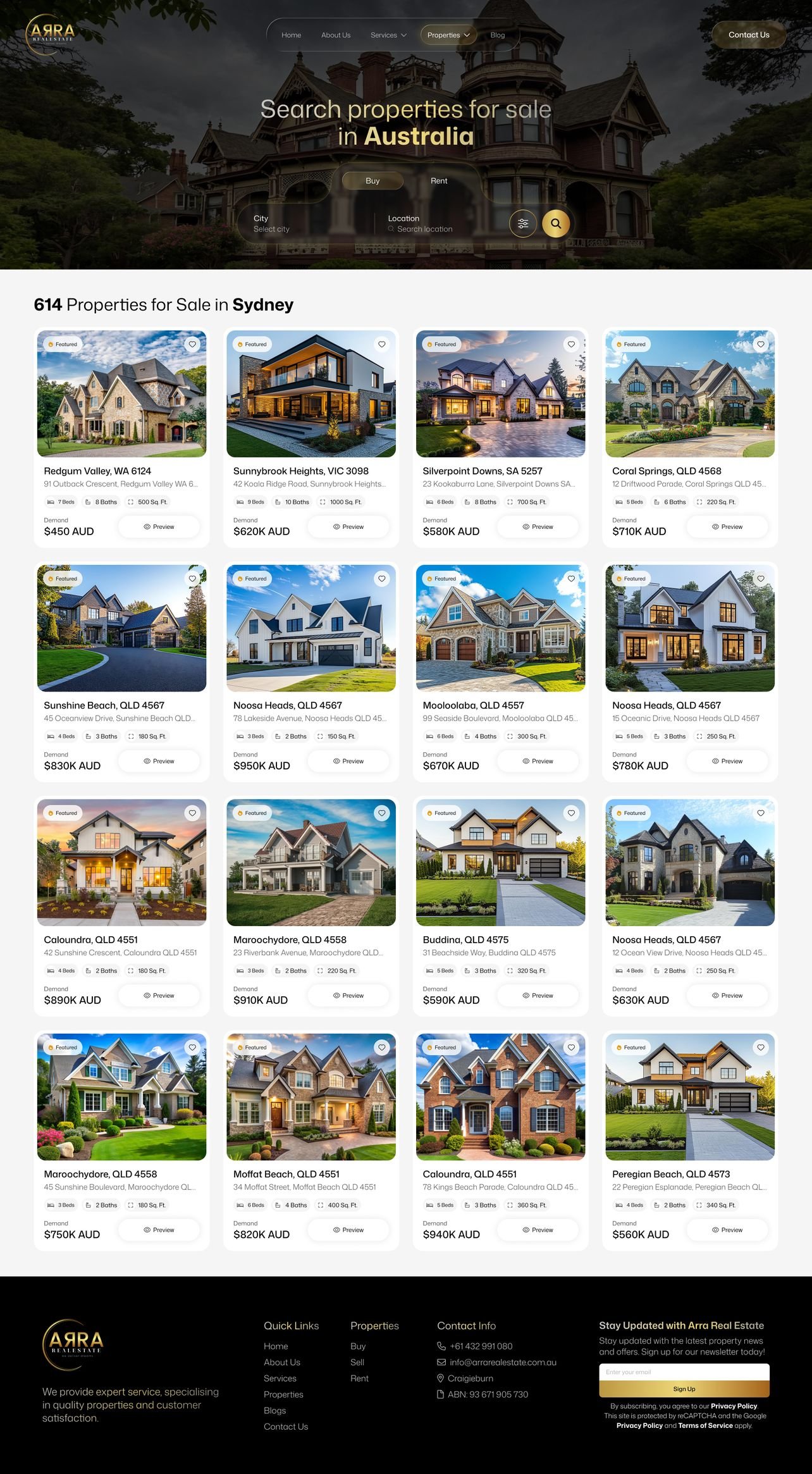 Arra Real Estate search results design