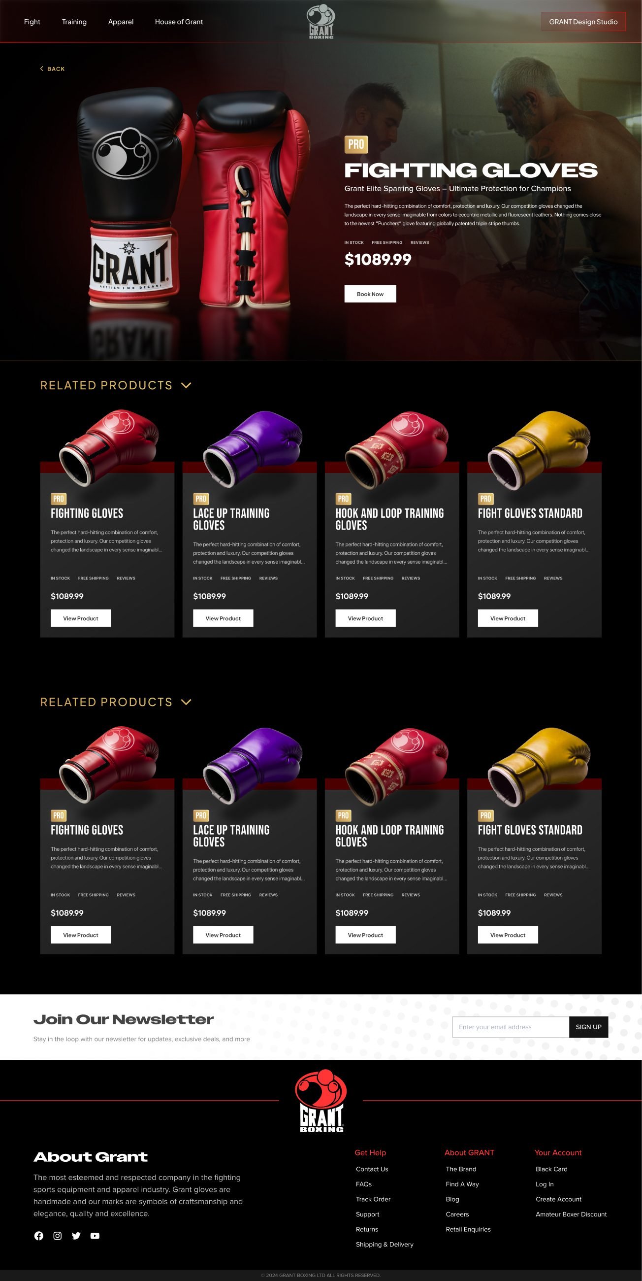 Grand World Wide product page design