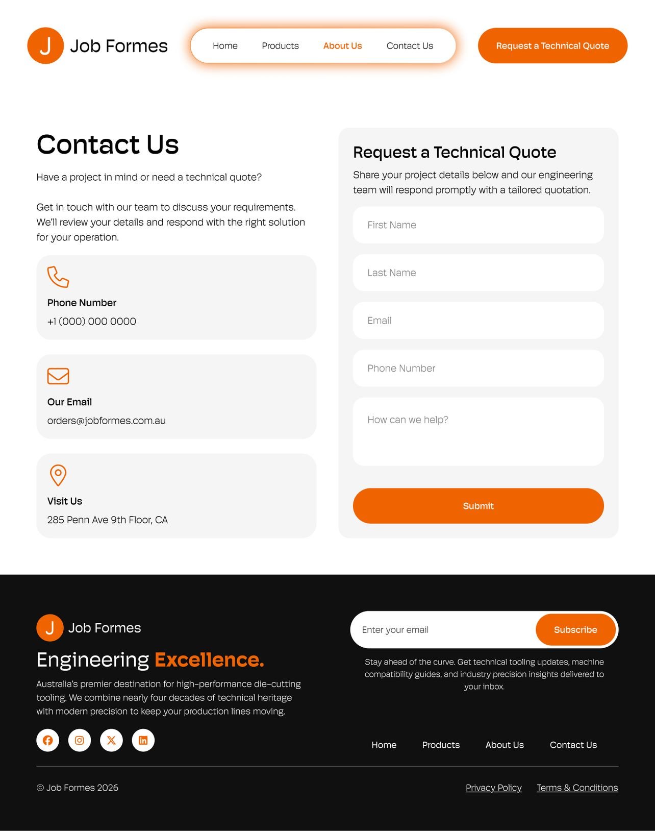 Job Formes contact page design